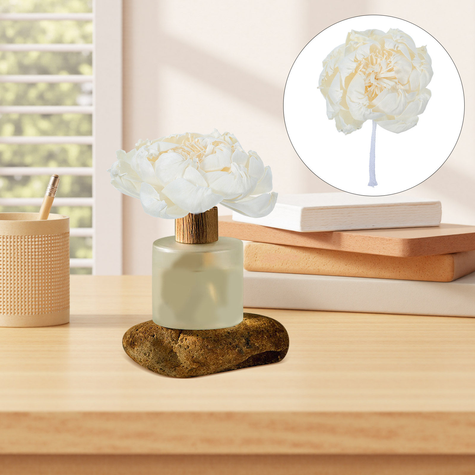 Home Fragrance Oils - Peony Head Fragrance Diffuser 12Cm Faux
