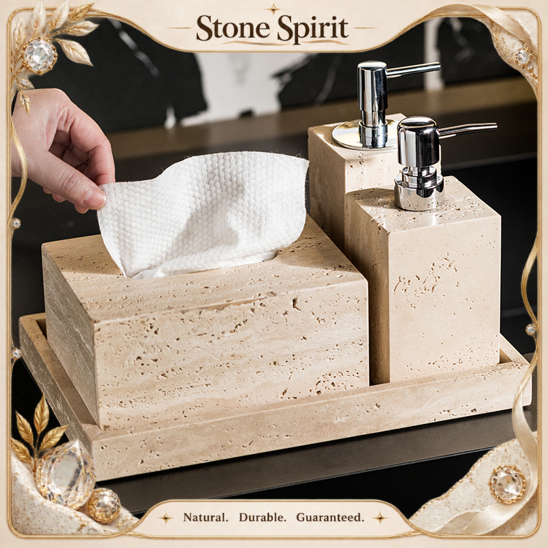 Reed Diffuser Set - 【Natural】Beige Travertine Bathroom Set Natural Marble